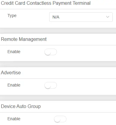 Benutzeroberfläche des Setup-Wizards mit Externe Dienste und Remote wie Kreditkartenterminal, Remote Server